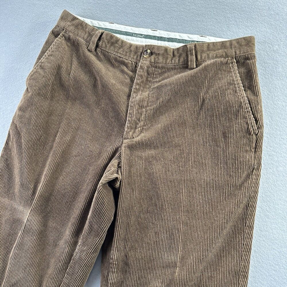 LL Bean Mens Classic Fit Corduroy Pants 34x29 Brown Cotton Spandex Casual‎